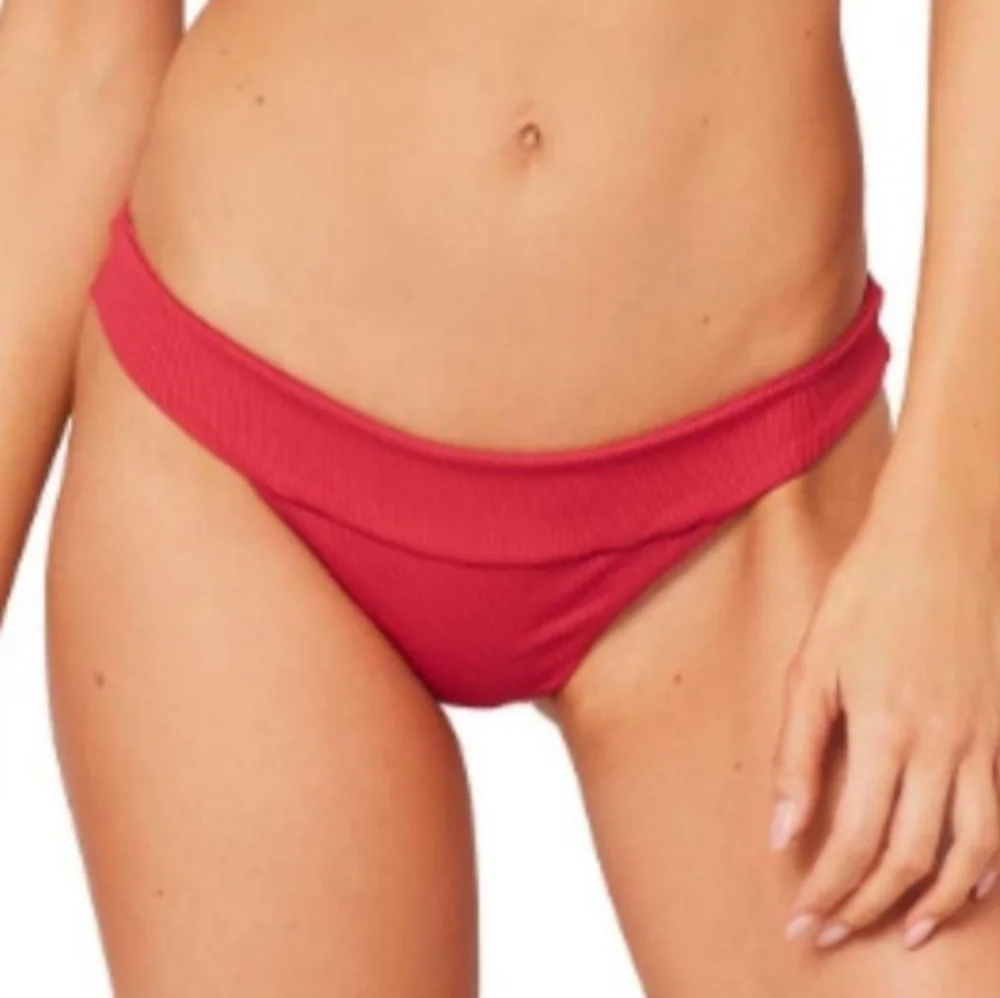 L*Space Veronica Classic Ribbed Swim Bottoms in Strawberry Red